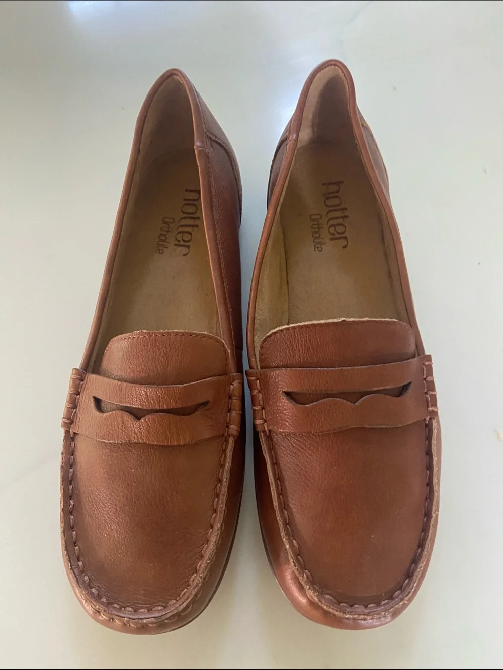 Hotter Tan Leather Penny Loafers for Women